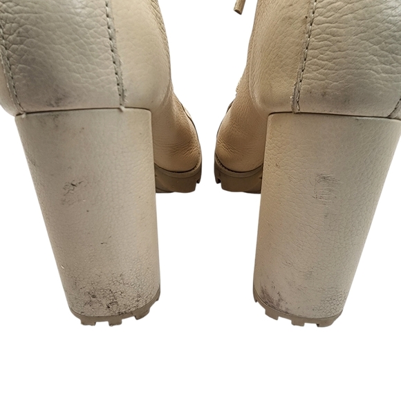 Schutz Leather Cream Lace-Up Heeled Ankle Boots Size 7.5 - Picture 4 of 7